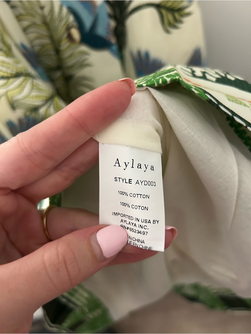 Aylaya Sabo Paulo Ivory Tropical Print Cotton Midi Dress - Picture 5 of 7